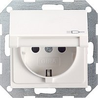 Розетка с заземлением без рамки Gira System55 1-м. крышка 16А белый глянец